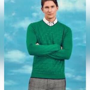 NEW Ted Baker Golf Kelly Green Sweater Size 7 Mens Preppy V Neck Jumper Irish